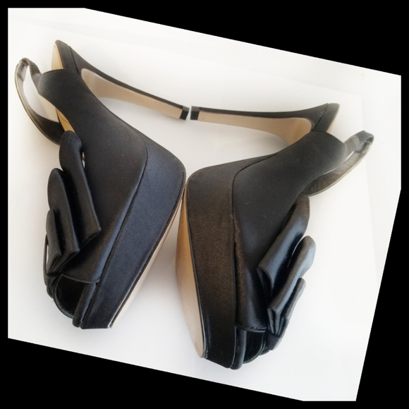 Joya PLV Black Satin High Heels 6.5 - Picture 4 of 11